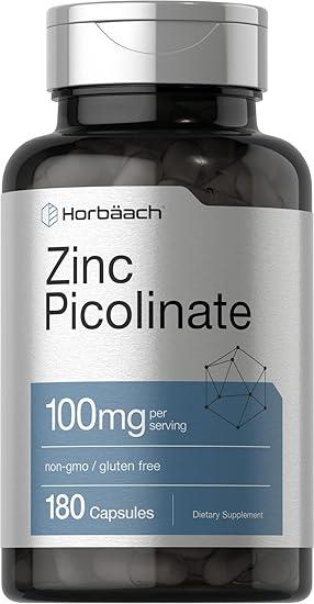 Horbäach Picolinato de zinc 100 mg | 180 cápsulas | Alta potencia | - Quierox - Tienda Online