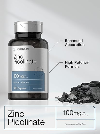 Horbäach Picolinato de zinc 100 mg | 180 cápsulas | Alta potencia | - Quierox - Tienda Online