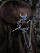 Horquilla para moño con forma de media luna plateada y rama Vikinga Con Pedrería - Quierox - Tienda Online