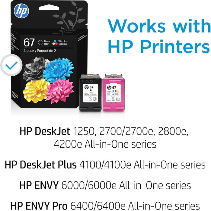 HP 67 cartuchos de tinta negro/tricolor (pack de 2) Compatible con tinta instantánea - Quierox - Tienda Online