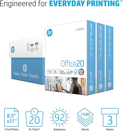 HP Papel para impresora | Papel de 8.5 x 11 pulgadas | Oficina de 20 libras - Quierox - Tienda Online