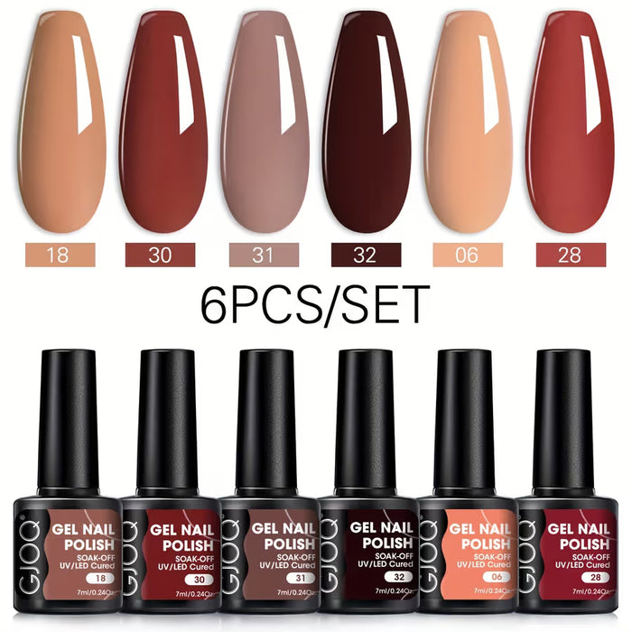 Juego 6 de modelos de esmaltes uv/led de uñas en colores aleatorios