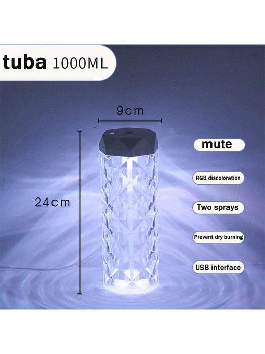 Humidificador de cristal con luz nocturna USB, lámpara de ambiente - Quierox - Tienda Online