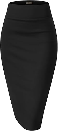 Hybrid & Company Falda lápiz de talle alto hasta la rodilla para mujer - Quierox - Tienda Online