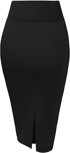 Hybrid & Company Falda lápiz de talle alto hasta la rodilla para mujer - Quierox - Tienda Online