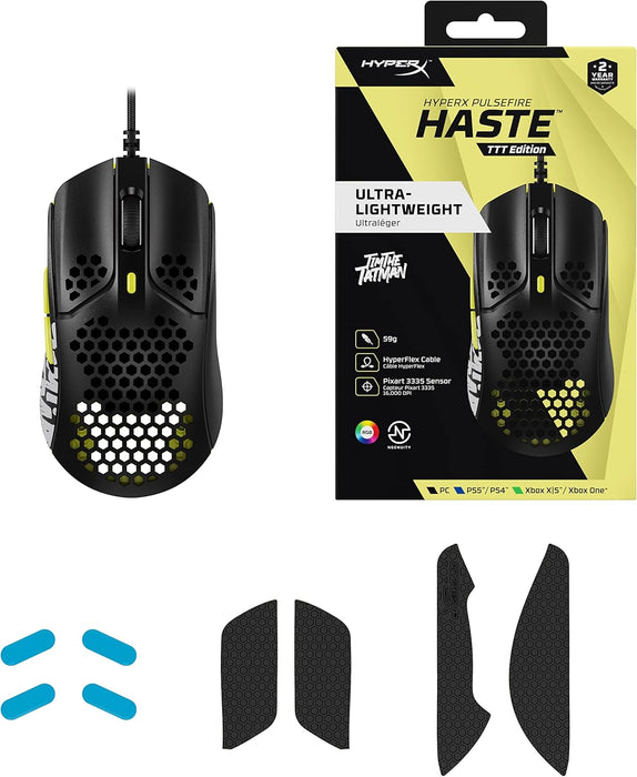 HyperX Pulsefire Haste - Ratón para juegos - TimTheTatMan Edition - Ultraligero - Quierox - Tienda Online