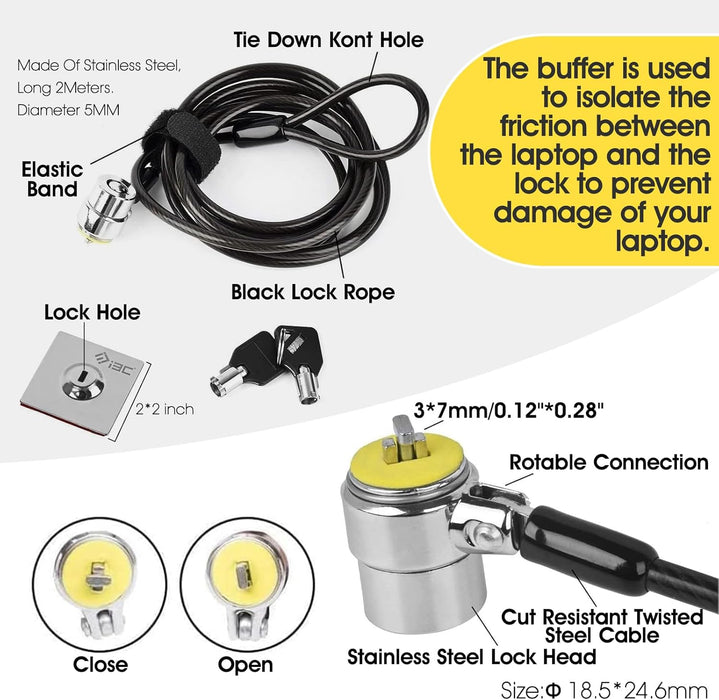 I3C Candado de cable para laptop, bloqueo de cable de seguridad con llaves - Quierox - Tienda Online