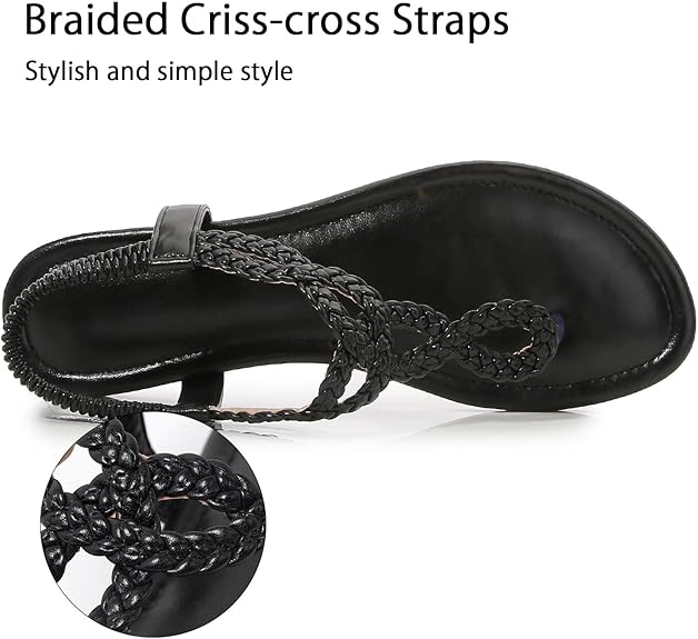 iCKER Sandalias planas de cristal perla bohemia con hebilla en T para mujer - Quierox - Tienda Online