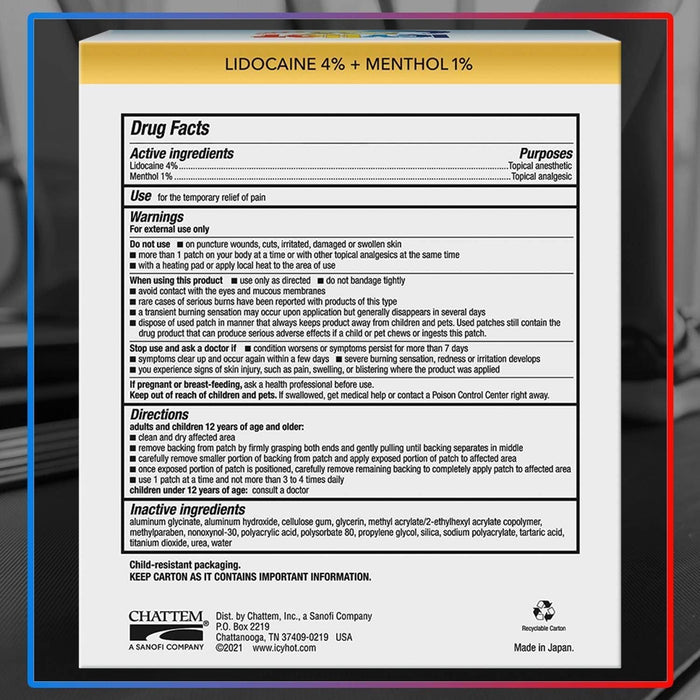 ICY Hot X3 Extra Strength Medicated Patch, parches para aliviar el dolor de espalda grande, 5 unidades - Quierox - Tienda Online