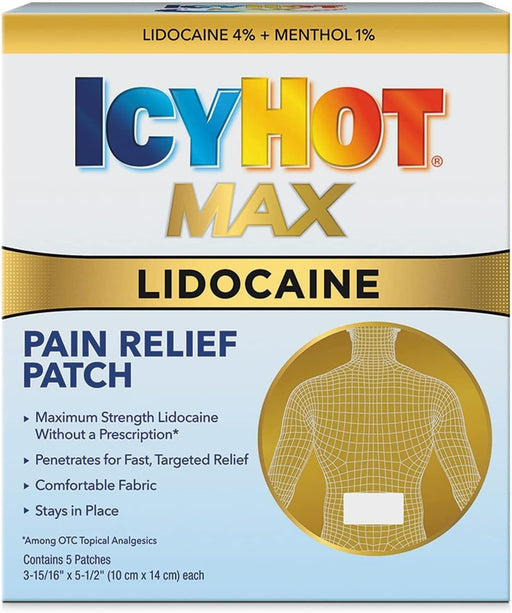 ICY Hot X3 Extra Strength Medicated Patch, parches para aliviar el dolor de espalda grande, 5 unidades - Quierox - Tienda Online