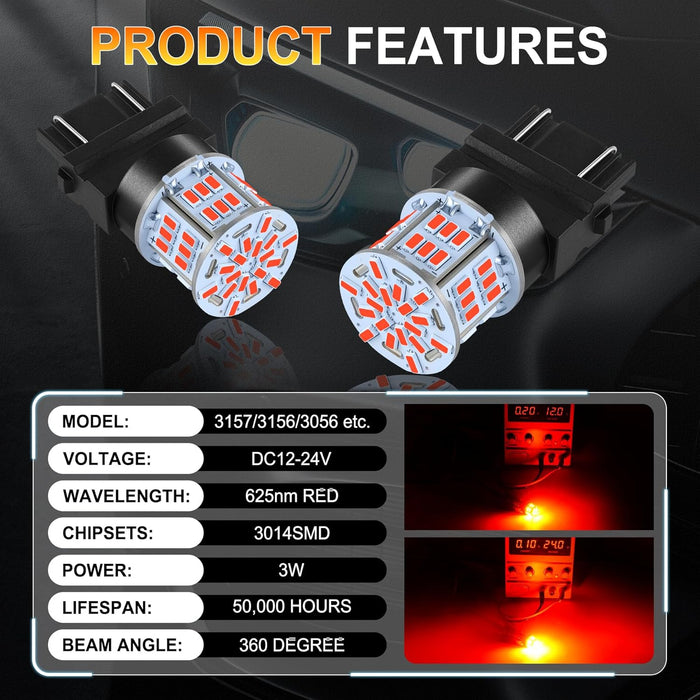 iFunyLED 4 piezas 3157 bombilla LED para luz de freno y luz trasera 12V-24V súper brillante - Quierox - Tienda Online