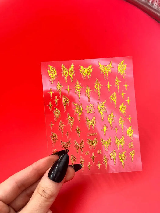 4 hojas de Calcomanías para diseños de uñas de mariposas