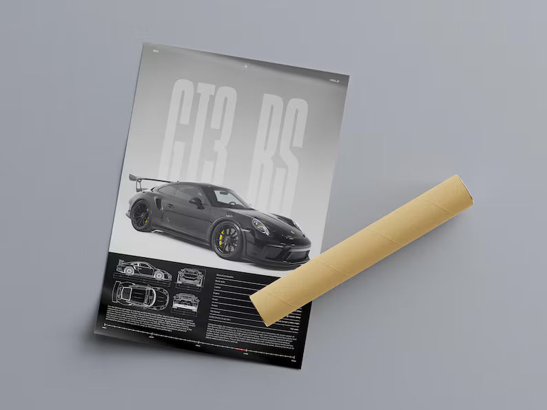 Póster del Porsche 911 GT3 RS 991.2 | Arte mural de superdeportivo exótico