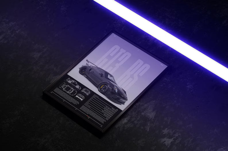 Póster del Porsche 911 GT3 RS 991.2 | Arte mural de superdeportivo exótico