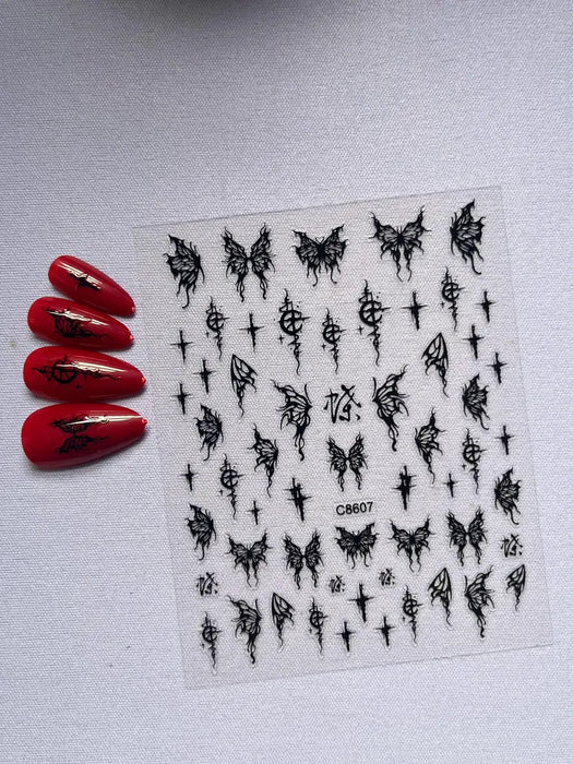 4 hojas de Calcomanías para diseños de uñas de mariposas