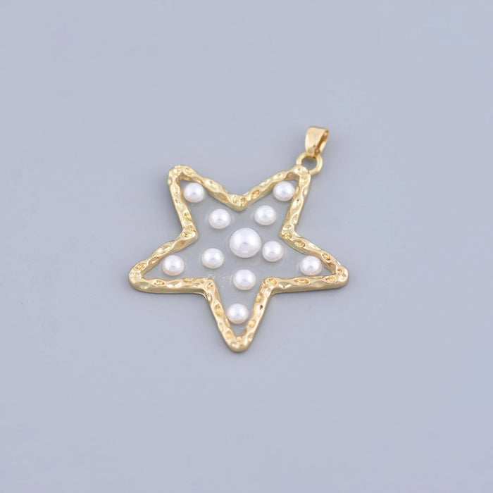 1pcs Collar de cuentas con colgante de estrella con perlas