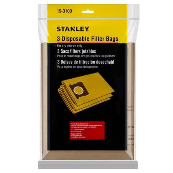 Stanley Bolsas de filtro desechables de 5 a 8 galones para aspiradoras de líquidos y sólidos (paquete de 3)