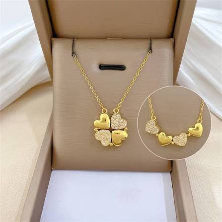 Collar con corazón y trébol • Colgante de la suerte •
