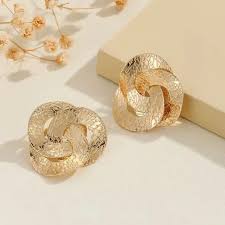Pendientes redondos de botón electrochapados en acero inoxidable