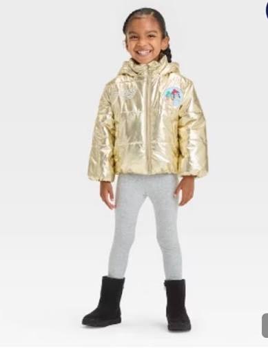 Chaqueta de esquí acolchada con capucha Gold de Bluey para niñas pequeñas