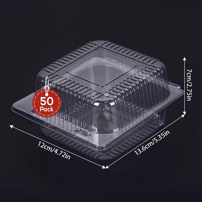 50 cajas de pastel desechables de alta transparencia, material PET engrosado