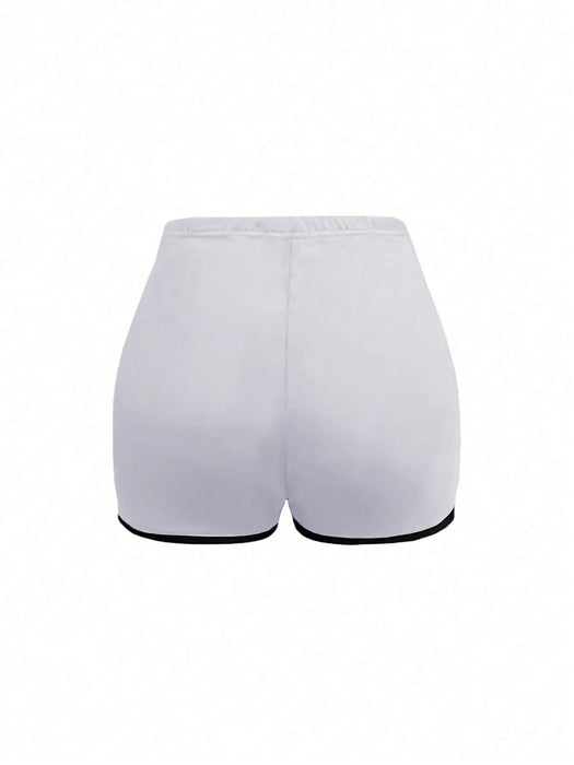 INAWLY Shorts de pista con ribete en contraste - Quierox - Tienda Online