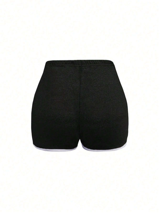 INAWLY Shorts de pista con ribete en contraste - Quierox - Tienda Online