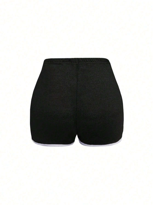 INAWLY Shorts de pista con ribete en contraste - Quierox - Tienda Online