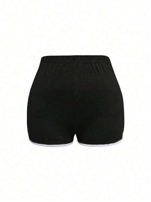 INAWLY Shorts de pista con ribete en contraste - Quierox - Tienda Online