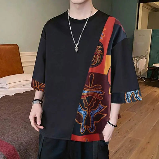 INCERUN - Camiseta informal para hombre, camisa holgada con estampado de retales - Quierox - Tienda Online