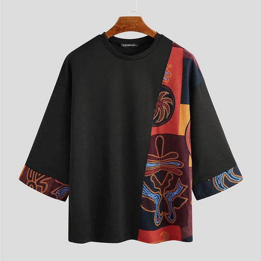 INCERUN - Camiseta informal para hombre, camisa holgada con estampado de retales - Quierox - Tienda Online