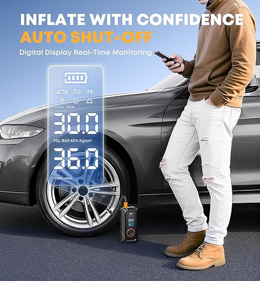 Inflador de neumáticos, compresor de aire portátil de 12 V CC - Quierox - Tienda Online