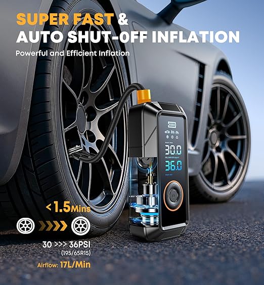 Inflador de neumáticos, compresor de aire portátil de 12 V CC - Quierox - Tienda Online