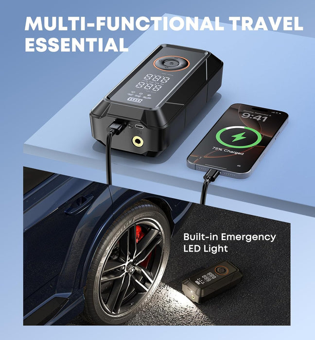 Inflador de neumáticos, compresor de aire portátil de 12 V CC - Quierox - Tienda Online