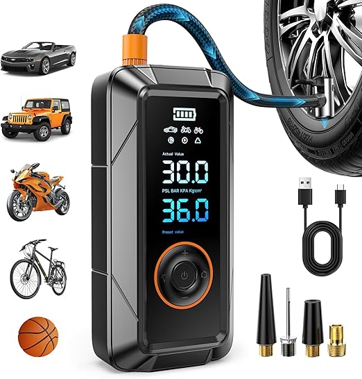 Inflador de neumáticos, compresor de aire portátil de 12 V CC - Quierox - Tienda Online
