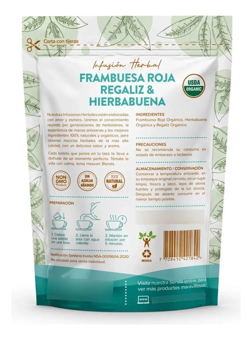 Infusión Orgánica de Frambuesa Roja, Regaliz & Hierbabuena - Quierox - Tienda Online
