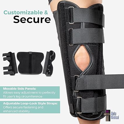 Inmovilizador ortopédico de rodilla Alpha Medical de 30 cm (12") de largo, ajustable - Quierox - Tienda Online