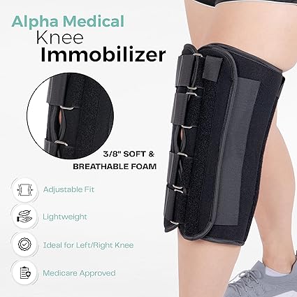 Inmovilizador ortopédico de rodilla Alpha Medical de 30 cm (12") de largo, ajustable - Quierox - Tienda Online