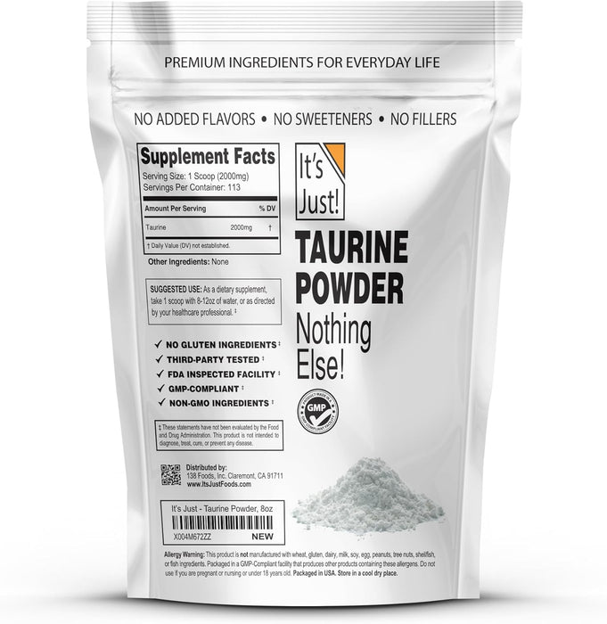 It's Just! - Taurina en polvo, suplemento previo al entrenamiento, sin sabor (113 porciones) - Quierox - Tienda Online