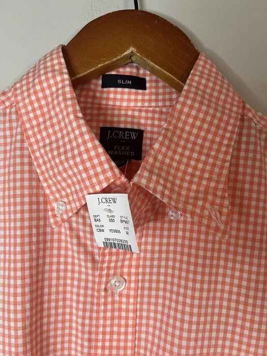 J. Crew Camisa Ajustada Flex Informal Abotonada Naranja y Blanca Guinga de Cuadros - Quierox - Tienda Online