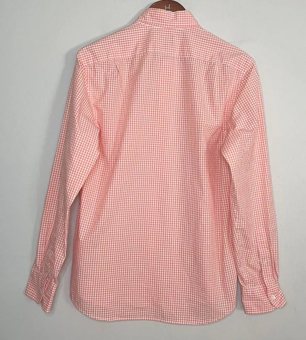 J. Crew Camisa Ajustada Flex Informal Abotonada Naranja y Blanca Guinga de Cuadros - Quierox - Tienda Online