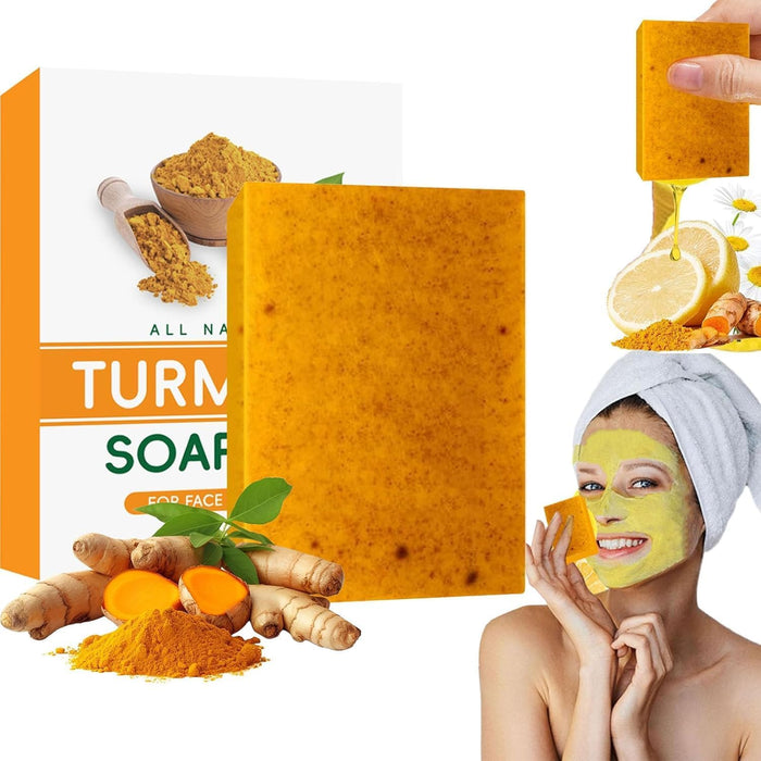 Jabón iluminador de cúrcuma y ácido kójico, jabón de limón, cúrcuma y ácido kójico - Quierox - Tienda Online