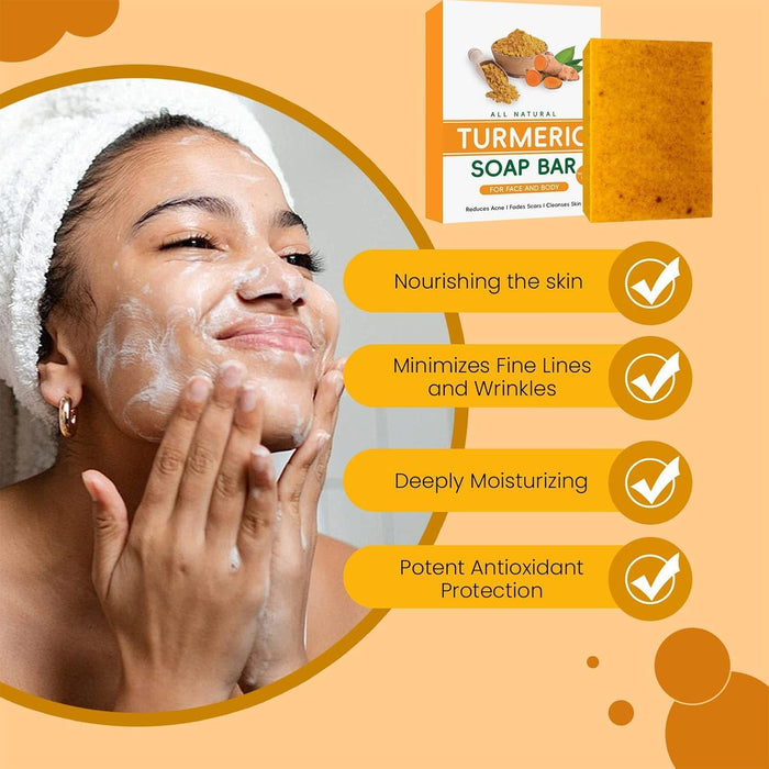Jabón iluminador de cúrcuma y ácido kójico, jabón de limón, cúrcuma y ácido kójico - Quierox - Tienda Online