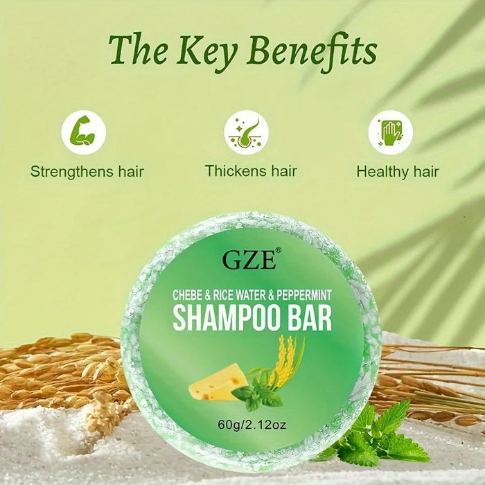 Jabón sólido de champú GZE Chebe, menta para espesar y fortalecer el cabello - Quierox - Tienda Online