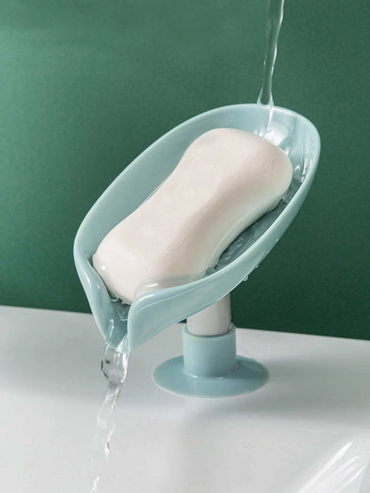 Jabonera de plástico de una pieza, diseño de hojas de fantasía, jabonera para baño - Quierox - Tienda Online
