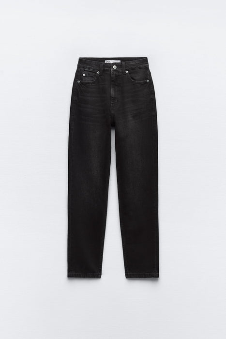 Jeans de cintura alta con cinco bolsillos. Efecto desvanecido. Cierre frontal - Quierox - Tienda Online