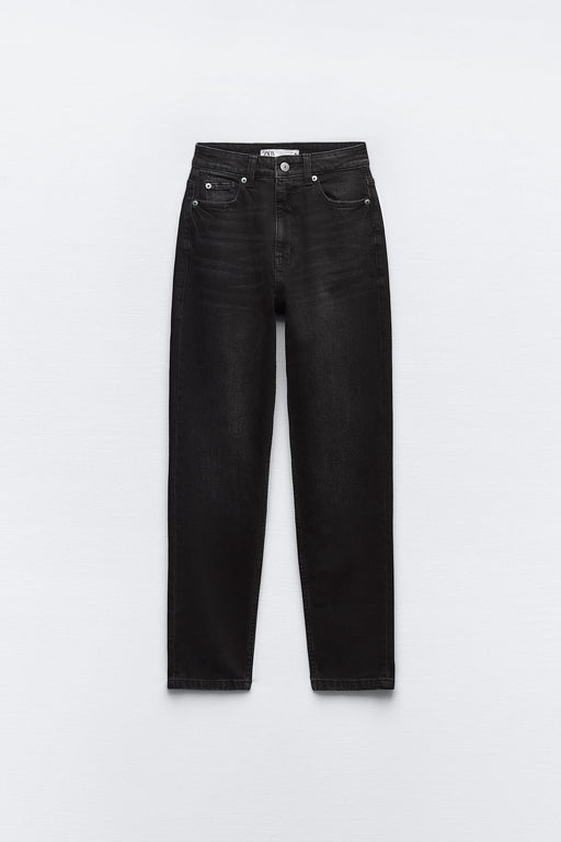 Jeans de cintura alta con cinco bolsillos. Efecto desvanecido. Cierre frontal - Quierox - Tienda Online