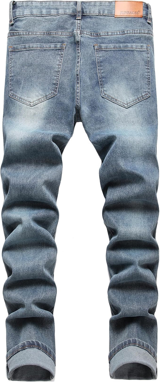 Jeans elásticos ajustados para hombre, jeans ajustados rasgados - Quierox - Tienda Online