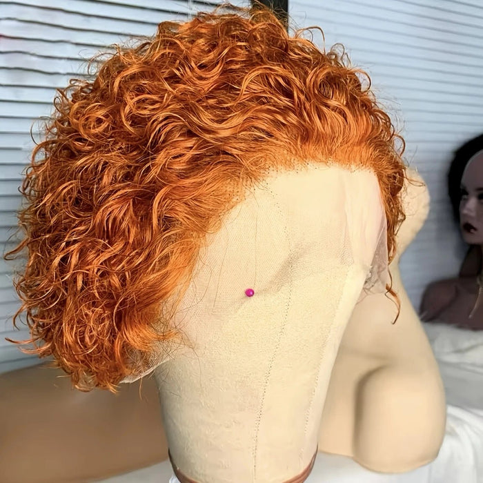 Jengibre 350 Pelocorto y rizado Pelucas de corte pixie rizado Frente de encaje - Quierox - Tienda Online