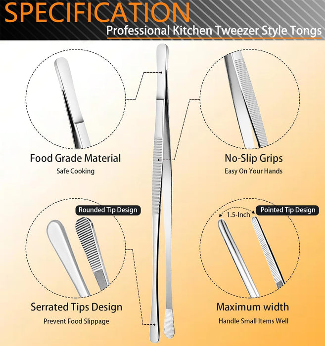 JETKONG Juego de 6 pinzas de cocina de acero inoxidable de 12 y 6.3 pulgadas - Quierox - Tienda Online